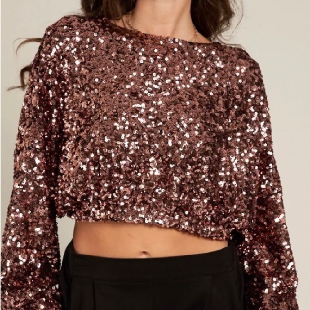 Cropped Sequin Top